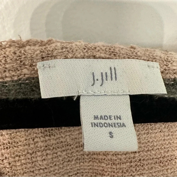 J.Jill Long Sleeve V-Neck Hooded Pink & Green Sweat Sz Small GUC - Picture 6 of 11